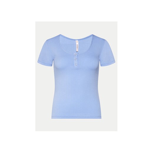 Hunkemöller Koszulka piżamowa Henley 205108 Niebieski Regular Fit ze sklepu MODIVO w kategorii Piżamy damskie - zdjęcie 170726400