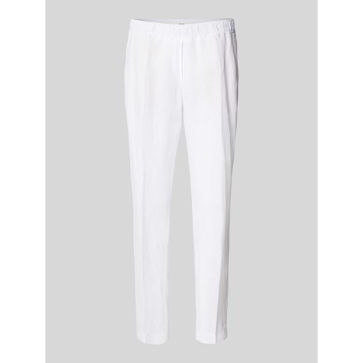 Lniane spodnie o skróconym kroju z elastycznym pasem ze sklepu Peek&Cloppenburg  w kategorii Spodnie damskie - zdjęcie 170728023