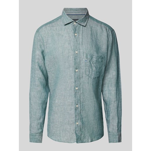 Koszula casualowa z lnu w jednolitym kolorze ze sklepu Peek&Cloppenburg  w kategorii Koszule męskie - zdjęcie 170728282