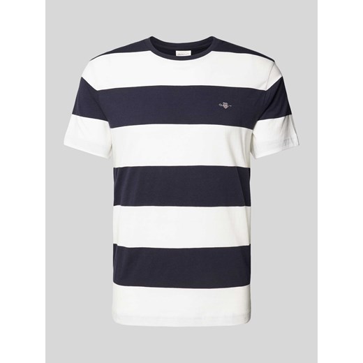 T-shirt ze wzorem w paski i wyhaftowanymi logo ze sklepu Peek&Cloppenburg  w kategorii T-shirty męskie - zdjęcie 170728803