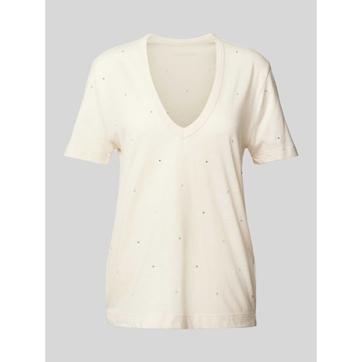 T-shirt z obszyciem z ozdobnych kamieni model ‘WASSA’ ze sklepu Peek&Cloppenburg  w kategorii Bluzki damskie - zdjęcie 170729020