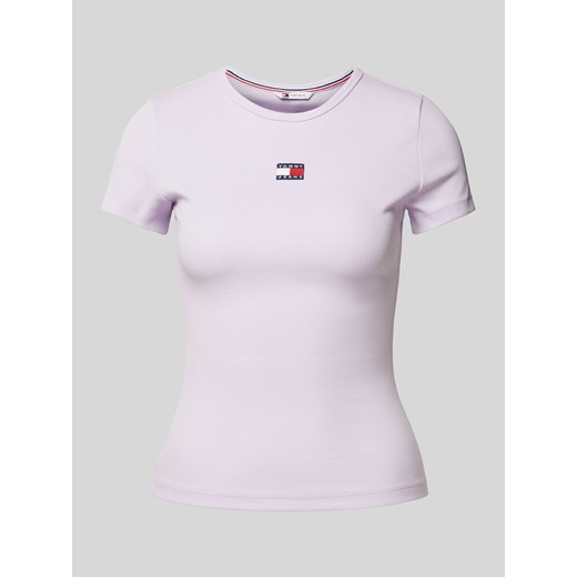 T-shirt o kroju slim fit z efektem prążkowania ze sklepu Peek&Cloppenburg  w kategorii Bluzki damskie - zdjęcie 170729302