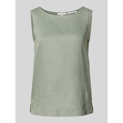 Top bluzkowy z lnu w jednolitym kolorze ze sklepu Peek&Cloppenburg  w kategorii Bluzki damskie - zdjęcie 170729622