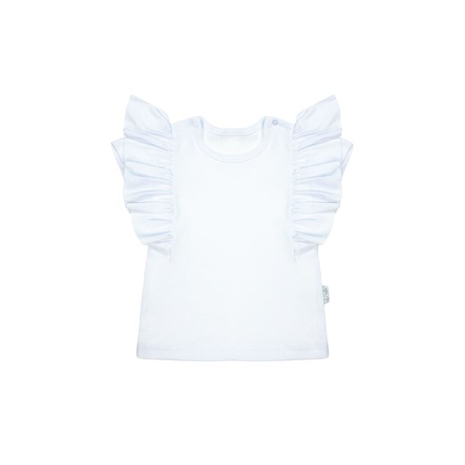 Bluzka bawełniana z krótkim rękawem dla dziewczynki biała ze sklepu 5.10.15 w kategorii Bluzki dziewczęce - zdjęcie 170729962