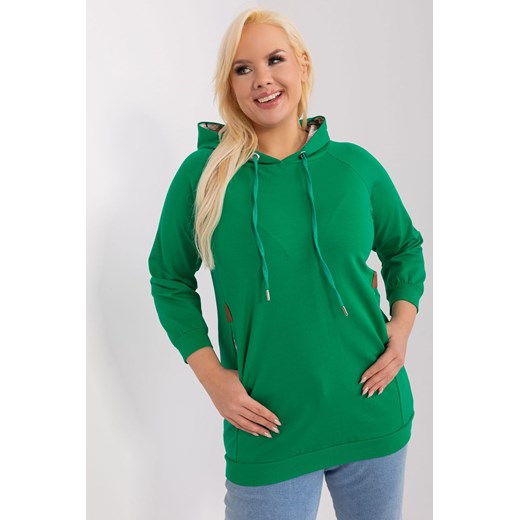 Bawełniana bluza plus size zielony ze sklepu 5.10.15 w kategorii Bluzy damskie - zdjęcie 170730061