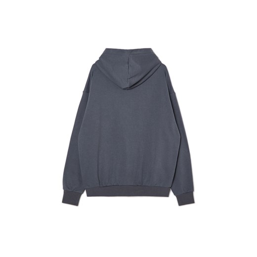 Cropp - Ciemnoszara bluza z kapturem i haftem - szary Cropp XS Cropp
