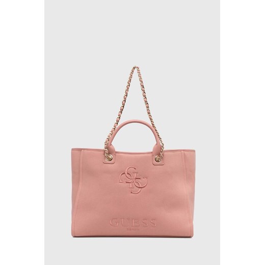 Guess torba plażowa CANVAS kolor różowy E4GZ16 WFCE0 ze sklepu ANSWEAR.com w kategorii Torby Shopper bag - zdjęcie 170733972