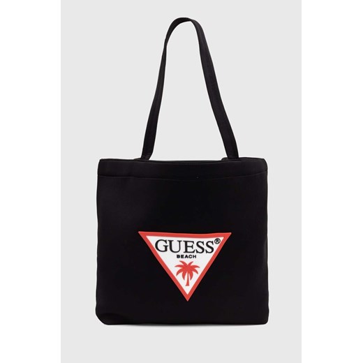 Guess torba plażowa kolor czarny ze sklepu ANSWEAR.com w kategorii Torby Shopper bag - zdjęcie 170733984