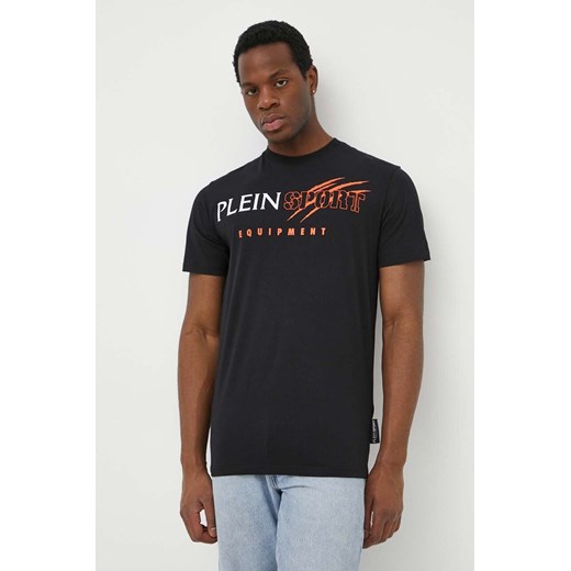 PLEIN SPORT t-shirt bawełniany męski kolor czarny z nadrukiem ze sklepu ANSWEAR.com w kategorii T-shirty męskie - zdjęcie 170734194