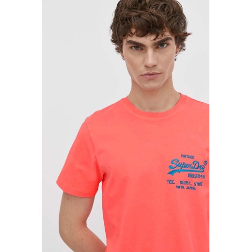 Superdry t-shirt bawełniany męski kolor różowy z nadrukiem ze sklepu ANSWEAR.com w kategorii T-shirty męskie - zdjęcie 170734234