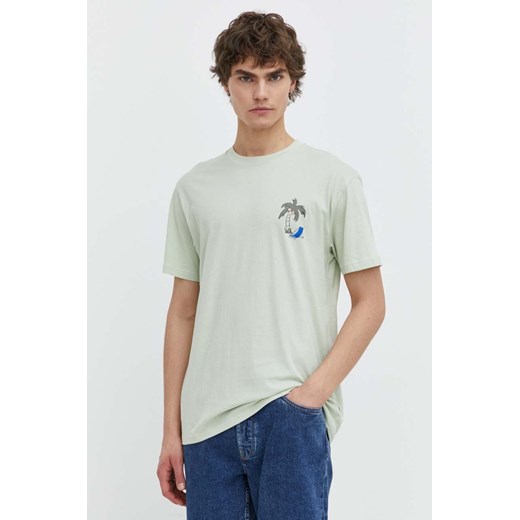 Solid t-shirt bawełniany męski kolor zielony z nadrukiem ze sklepu ANSWEAR.com w kategorii T-shirty męskie - zdjęcie 170734460