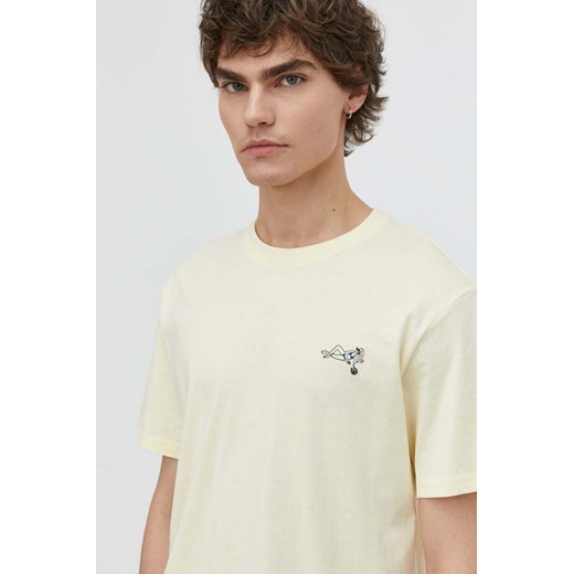 Solid t-shirt bawełniany męski kolor żółty z aplikacją ze sklepu ANSWEAR.com w kategorii T-shirty męskie - zdjęcie 170734464