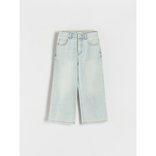Reserved - Jeansy wide leg z efektem sprania - niebieski ze sklepu Reserved w kategorii Spodnie dziewczęce - zdjęcie 170738793
