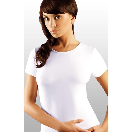 Klasyczna bluzka damska z krótkim rękawem biała Vivien, Kolor biały, Rozmiar M, EMILI ze sklepu Intymna w kategorii Podkoszulki i halki - zdjęcie 170739881