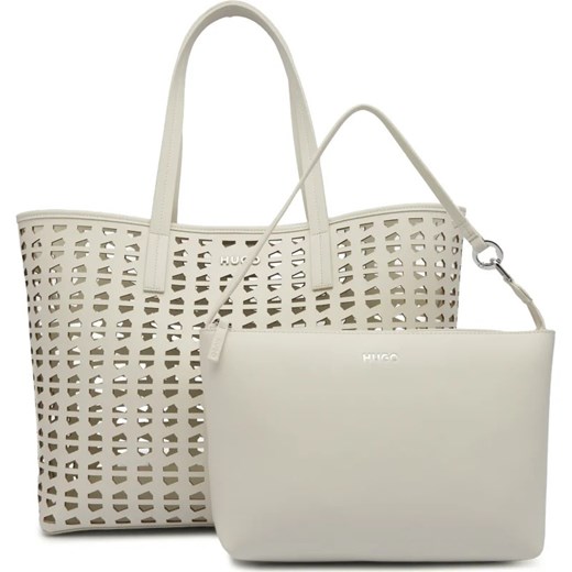 Shopper bag Hugo Boss beżowa