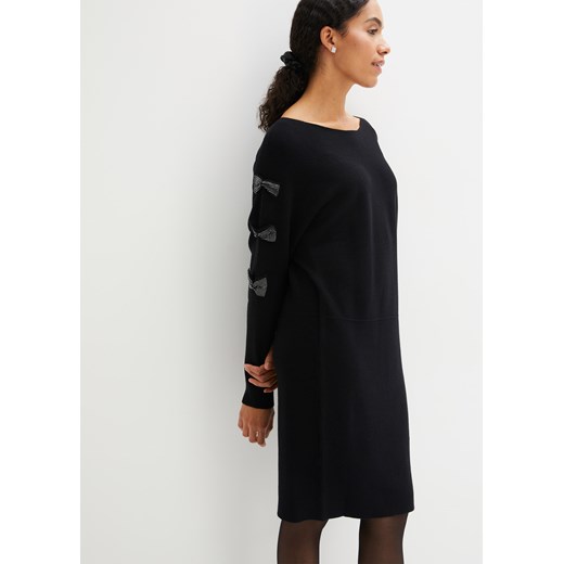 Sukienka dzianinowa z aplikacją ze sztrasów ze sklepu bonprix w kategorii Sukienki - zdjęcie 170741741