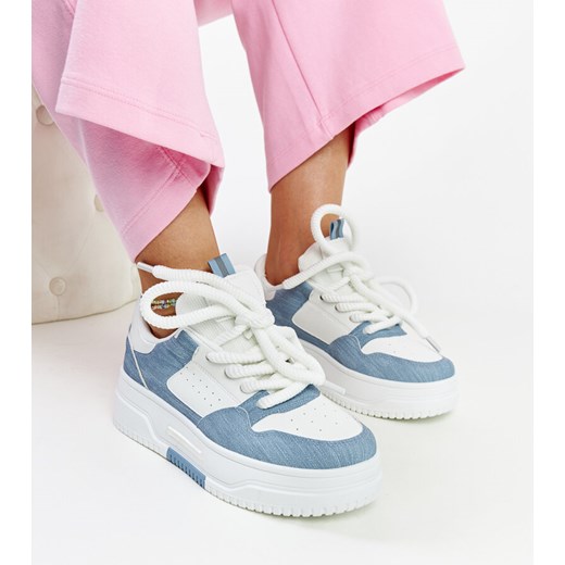Biało-niebieskie sneakersy na platformie Szekeres ze sklepu gemre w kategorii Buty sportowe damskie - zdjęcie 170742590