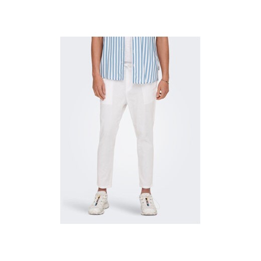 Only & Sons Spodnie materiałowe 22024966 Biały Tapered Fit ze sklepu MODIVO w kategorii Spodnie męskie - zdjęcie 170744084