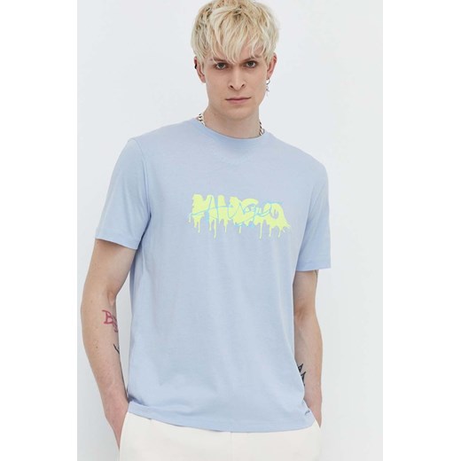 HUGO t-shirt bawełniany męski kolor niebieski z nadrukiem 50515282 ze sklepu ANSWEAR.com w kategorii T-shirty męskie - zdjęcie 170745730