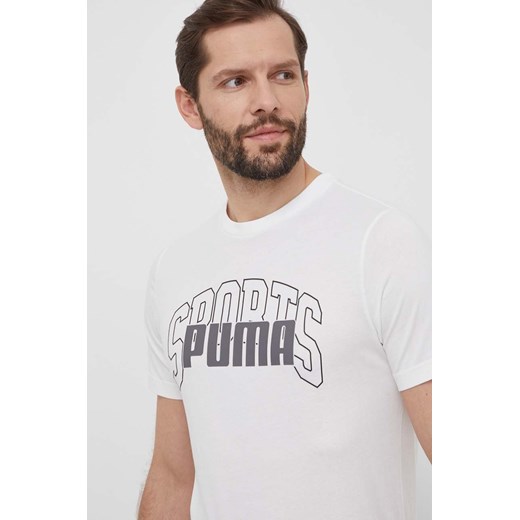 Puma t-shirt bawełniany męski kolor biały z nadrukiem 680177 ze sklepu ANSWEAR.com w kategorii T-shirty męskie - zdjęcie 170745814