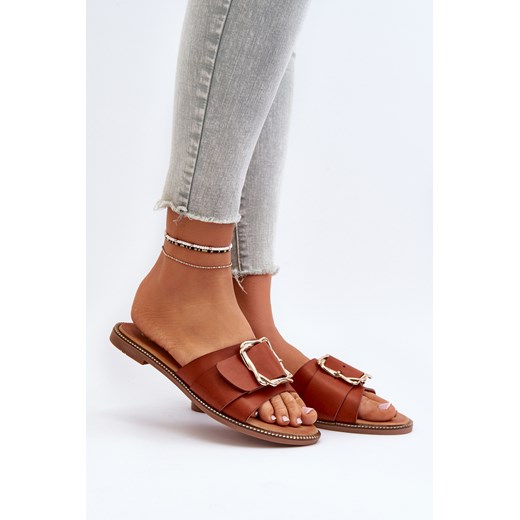 Klapki Klamra Pasek Damskie Camel Eko Skóra Opahiri W-148 41 ZAZOO