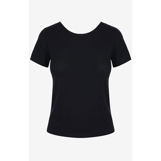 Klasyczna bluzka damska z krótkim rękawem czarna Vivien, Kolor czarny, Rozmiar S, EMILI ze sklepu Primodo w kategorii Bluzki damskie - zdjęcie 170750740