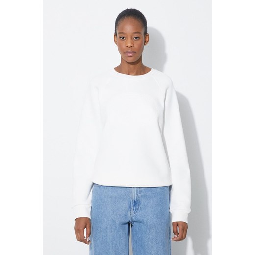 Lacoste bluza bawełniana damska kolor biały gładka ze sklepu PRM w kategorii Bluzy damskie - zdjęcie 170769693