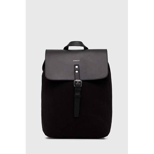 Sandqvist plecak bawełniany Alva kolor czarny duży gładki SQA503 ze sklepu PRM w kategorii Plecaki - zdjęcie 170770152