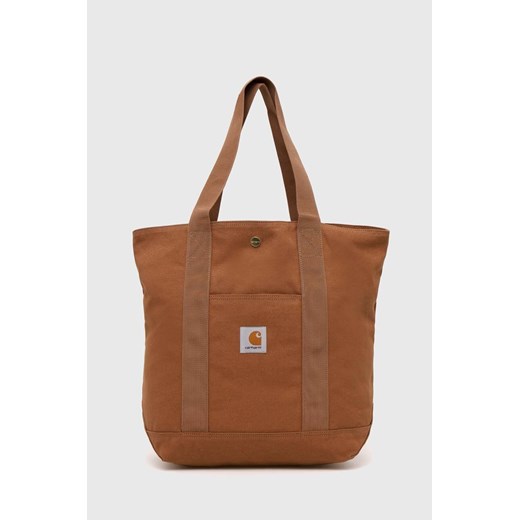 Carhartt WIP torebka bawełniana Canvas Tote kolor brązowy I033102.HZ02 ze sklepu PRM w kategorii Torby Shopper bag - zdjęcie 170770222