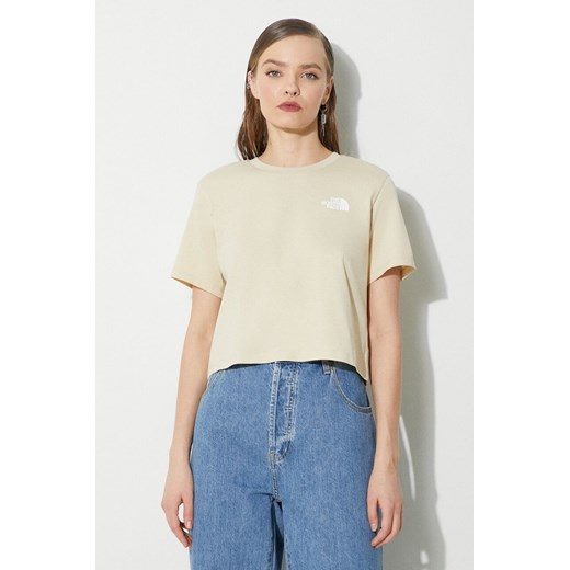 The North Face t-shirt W Cropped Simple Dome Tee damski kolor beżowy The North Face S PRM