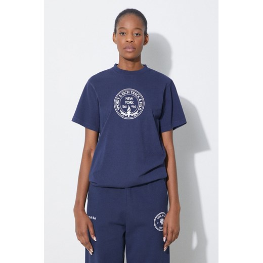 Sporty & Rich t-shirt bawełniany Central Park T Shirt damski kolor granatowy TSAW2386NA ze sklepu PRM w kategorii Bluzki damskie - zdjęcie 170770312