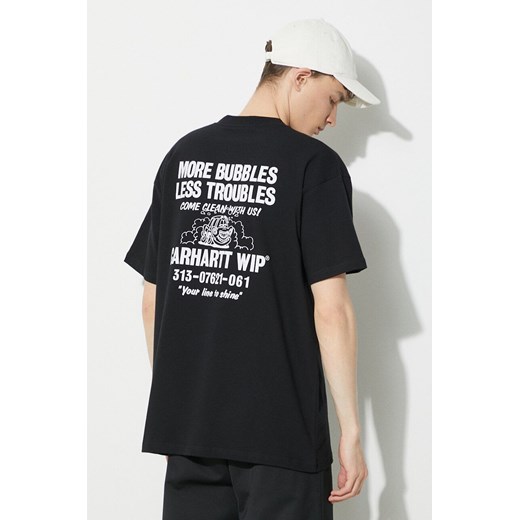 Carhartt WIP t-shirt bawełniany S/S Less Troubles T-Shirt męski kolor czarny z nadrukiem I033187.0D2XX ze sklepu PRM w kategorii T-shirty męskie - zdjęcie 170770334