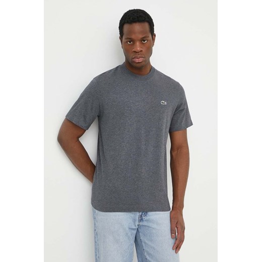 Lacoste t-shirt bawełniany męski kolor szary gładki ze sklepu PRM w kategorii T-shirty męskie - zdjęcie 170770342
