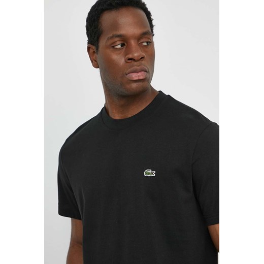 Lacoste t-shirt bawełniany męski kolor czarny gładki ze sklepu PRM w kategorii T-shirty męskie - zdjęcie 170770344