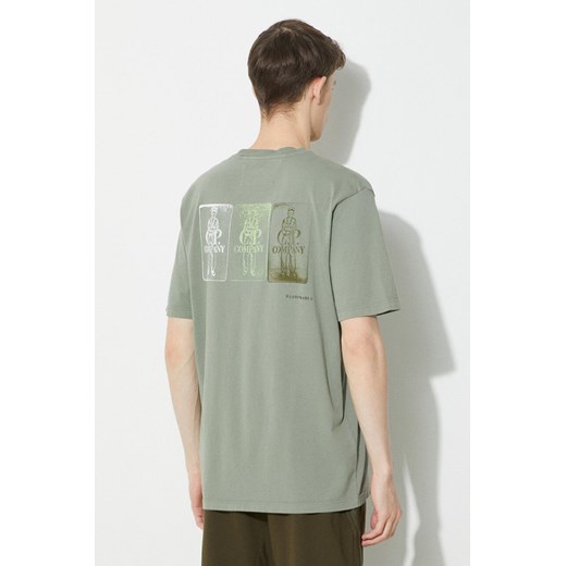 C.P. Company t-shirt bawełniany Jersey Artisanal Three Cards męski kolor zielony z nadrukiem 16CMTS288A005431G ze sklepu PRM w kategorii T-shirty męskie - zdjęcie 170770370