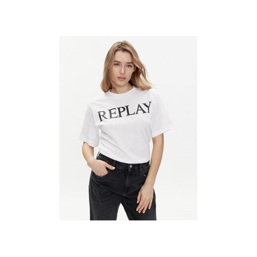 Replay T-Shirt W3698G.000.23608P Biały Relaxed Fit Replay L MODIVO wyprzedaż