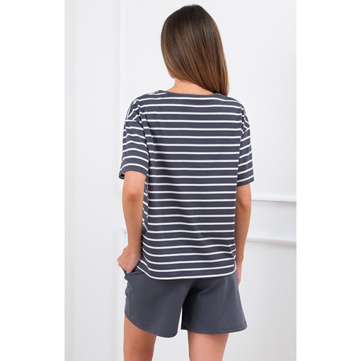 Piżama damska na krótki rękaw i krótkie spodnie grafitowa Betty, Kolor grafitowo-biały, Rozmiar S, Italian Fashion ze sklepu Intymna w kategorii Piżamy damskie - zdjęcie 170771834