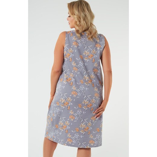 Koszula nocna damska na szerokie ramiączko Nidri, Kolor szary-wzór, Rozmiar M, Italian Fashion ze sklepu Intymna w kategorii Koszule nocne - zdjęcie 170771850