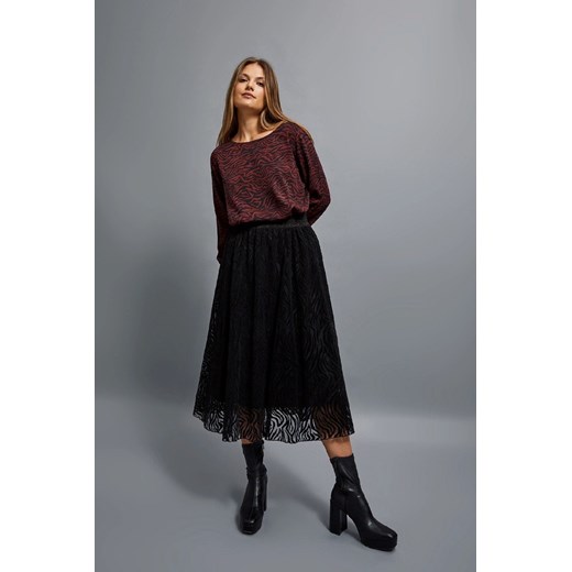 Rozkloszowana spódnica midi damska czarna ze sklepu 5.10.15 w kategorii Spódnice - zdjęcie 170772362