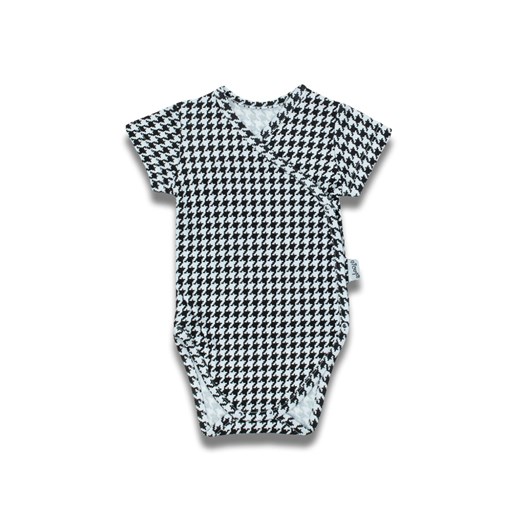 Body bawełniane kopertowe dla dziewczynki z krótkim rękawem w kratkę ze sklepu 5.10.15 w kategorii Body niemowlęce - zdjęcie 170772370