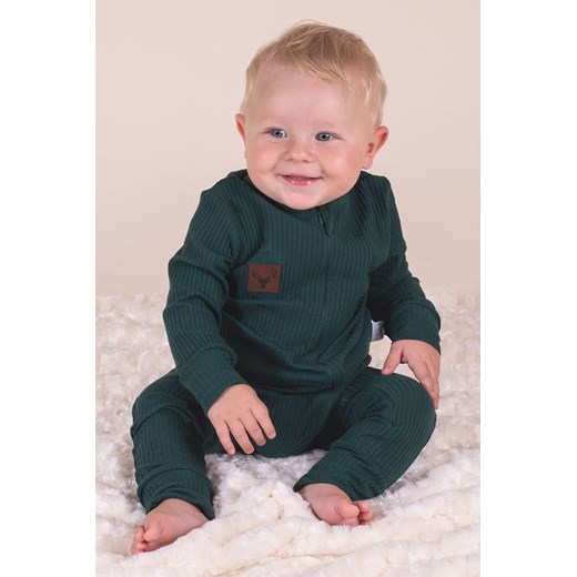 Pajac bawełniany dla chłopca zielony prążkowany ze sklepu 5.10.15 w kategorii Pajacyki - zdjęcie 170772384