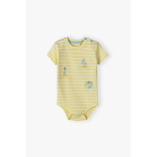 Body z krótkim rękawem dla niemowlaka - żółte w paski 5.10.15. 56 promocja 5.10.15