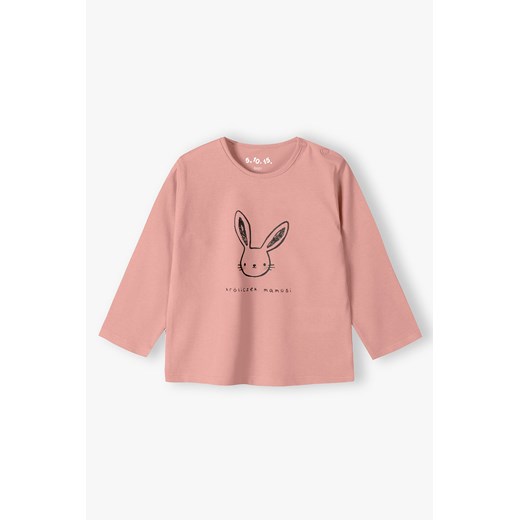 Różowa bawełniana bluzka niemowlęca z napisem - Króliczek mamusi 5.10.15. 86 5.10.15