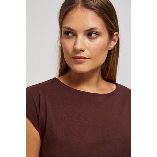 Bawełniany t-shirt damski gładki- brązowy L 5.10.15