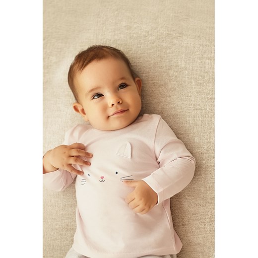 Różowa bluzka niemowlęca z długim rękawem - aplikacja 3D 5.10.15. 80 5.10.15
