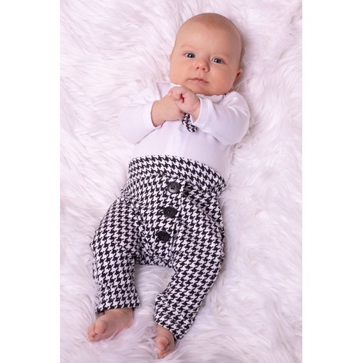 Bawełniane spodnie dresowe czarno-białe w pepitkę dla dziewczynki ze sklepu 5.10.15 w kategorii Spodnie i półśpiochy - zdjęcie 170772742