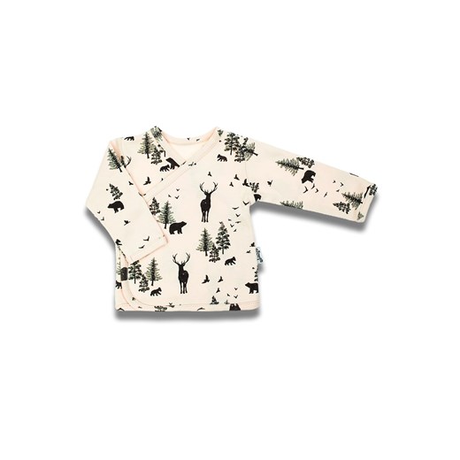 Beżowa bawełniana bluzka chłopięca z motywem leśnym długi rękaw ze sklepu 5.10.15 w kategorii T-shirty chłopięce - zdjęcie 170772744