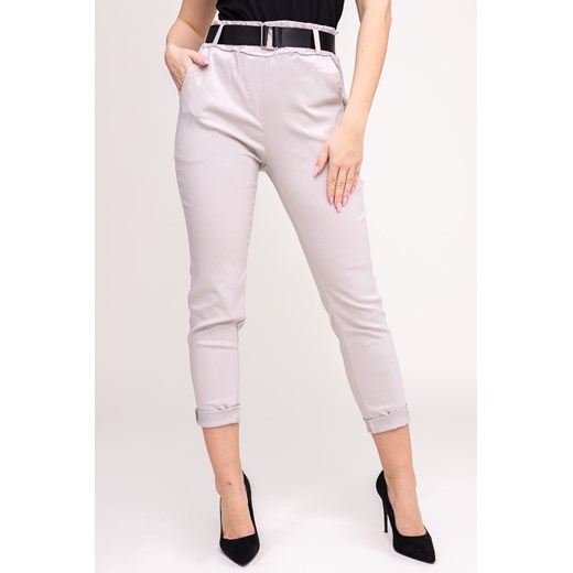 Jasnobeżowe Spodnie z paskiem ELNERI ze sklepu TONO w kategorii Spodnie damskie - zdjęcie 170773014