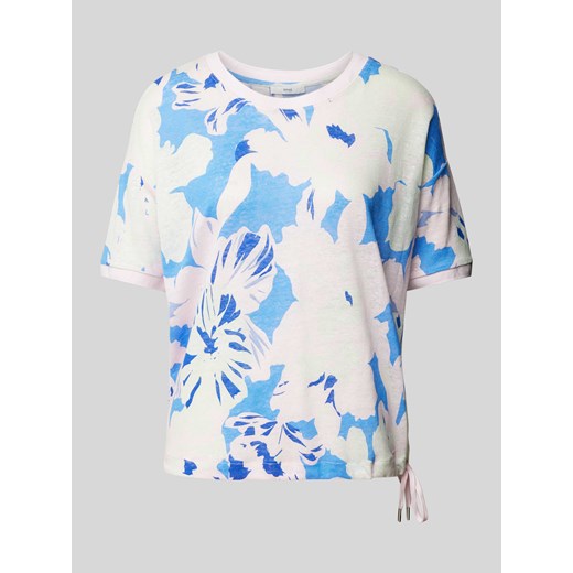 T-shirt z lnu z kwiatowym wzorem model ‘CANDICE’ ze sklepu Peek&Cloppenburg  w kategorii Bluzki damskie - zdjęcie 170778723