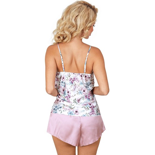 Satynowa piżama damska różowa Rosa 1/2, Kolor różowy-wzór, Rozmiar XL, Donna ze sklepu Intymna w kategorii Piżamy damskie - zdjęcie 170781711